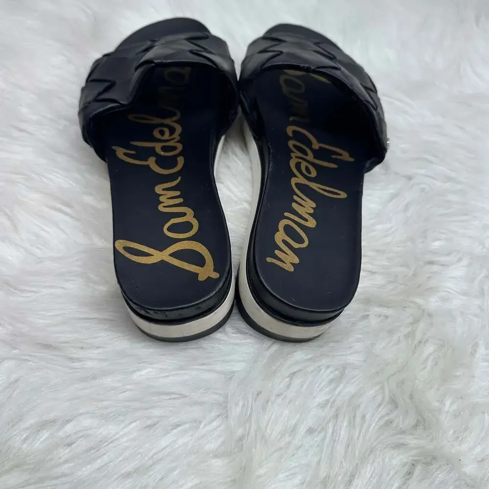 Sam Edelman Adaley Woven Leather Slide Sandal in‎ Black